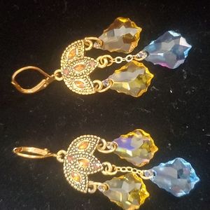 One-of-a-kind, metal & Swarovski crystal earrings.